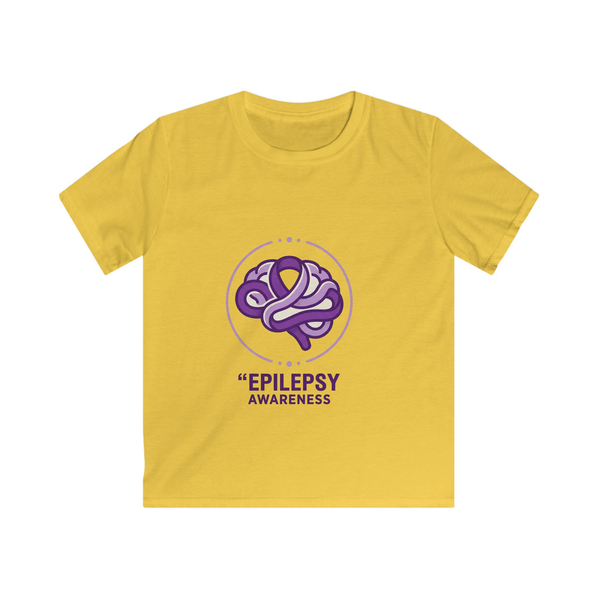 Epilepsy Awareness Kids T‑Shirt — Purple Brain Ribbon Support Tee