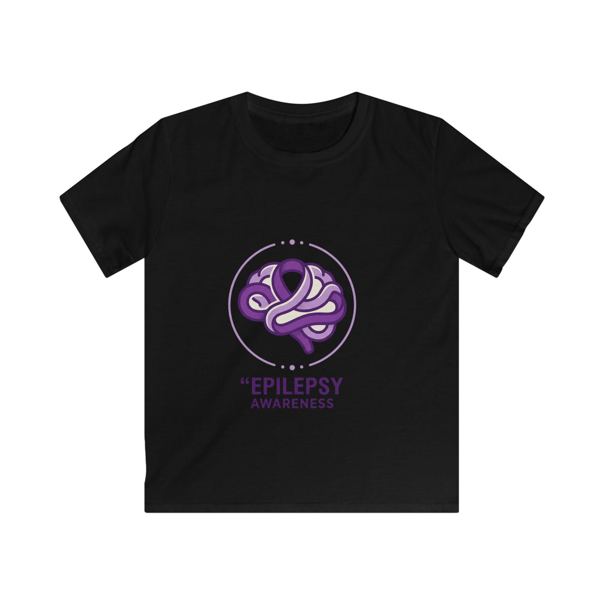 Epilepsy Awareness Kids T‑Shirt — Purple Brain Ribbon Support Tee