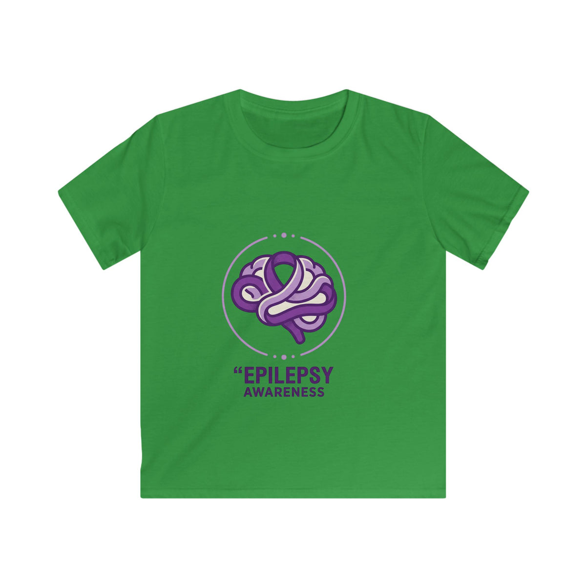 Epilepsy Awareness Kids T‑Shirt — Purple Brain Ribbon Support Tee