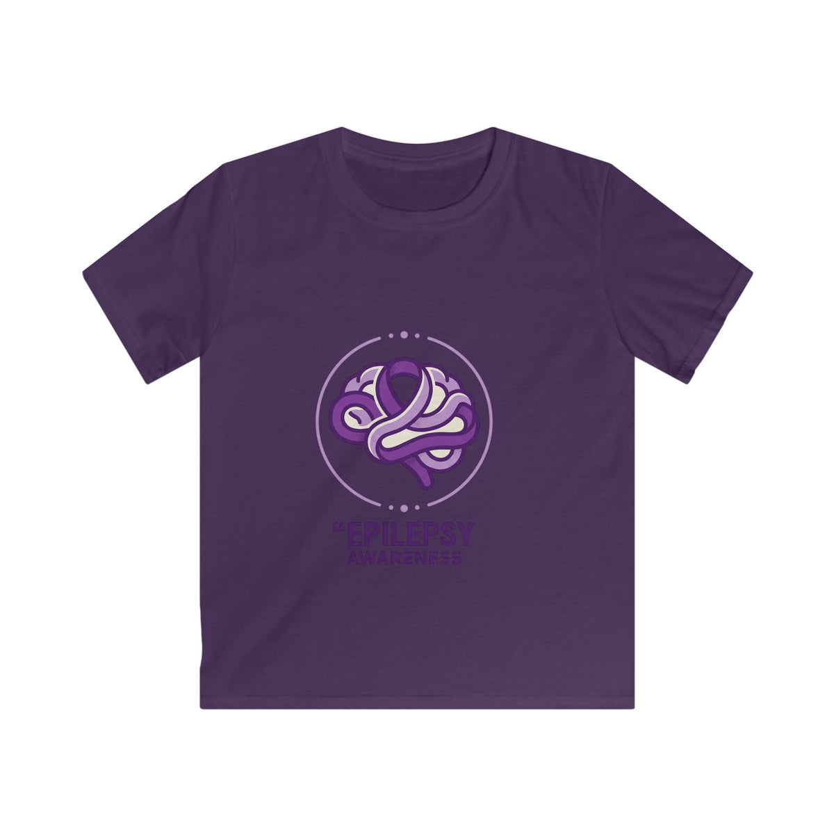 Epilepsy Awareness Kids T‑Shirt — Purple Brain Ribbon Support Tee