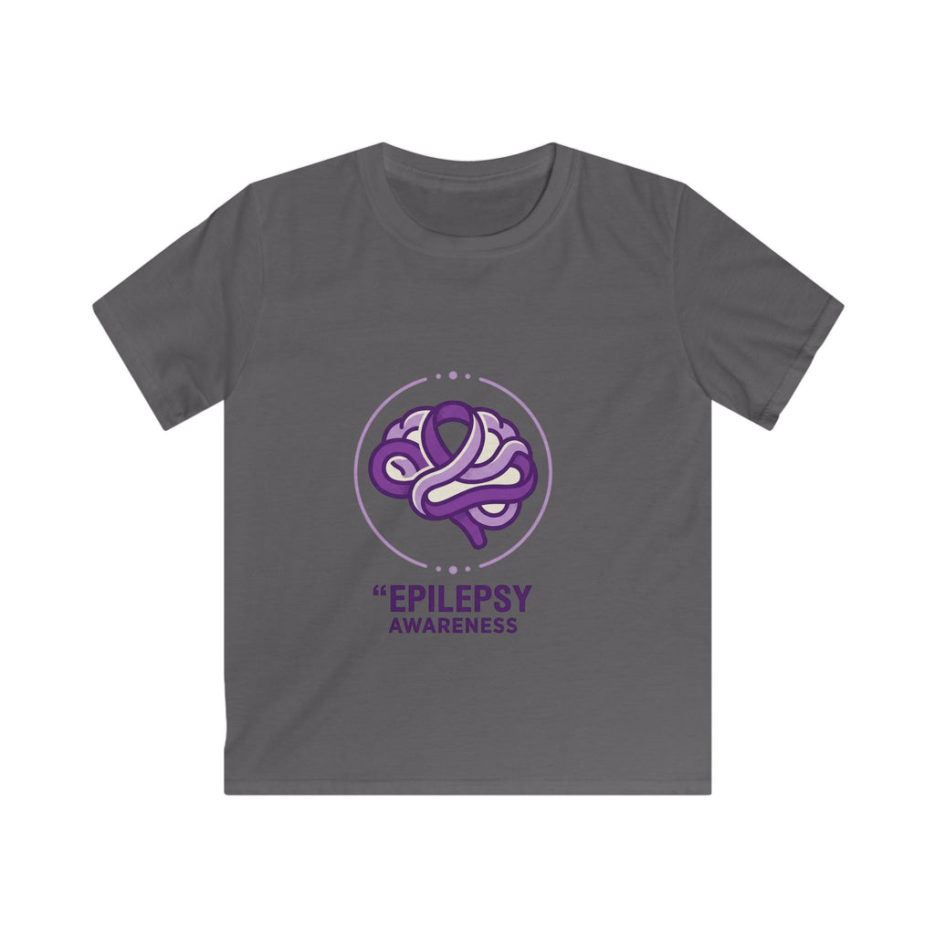 Epilepsy Awareness Kids T‑Shirt — Purple Brain Ribbon Support Tee