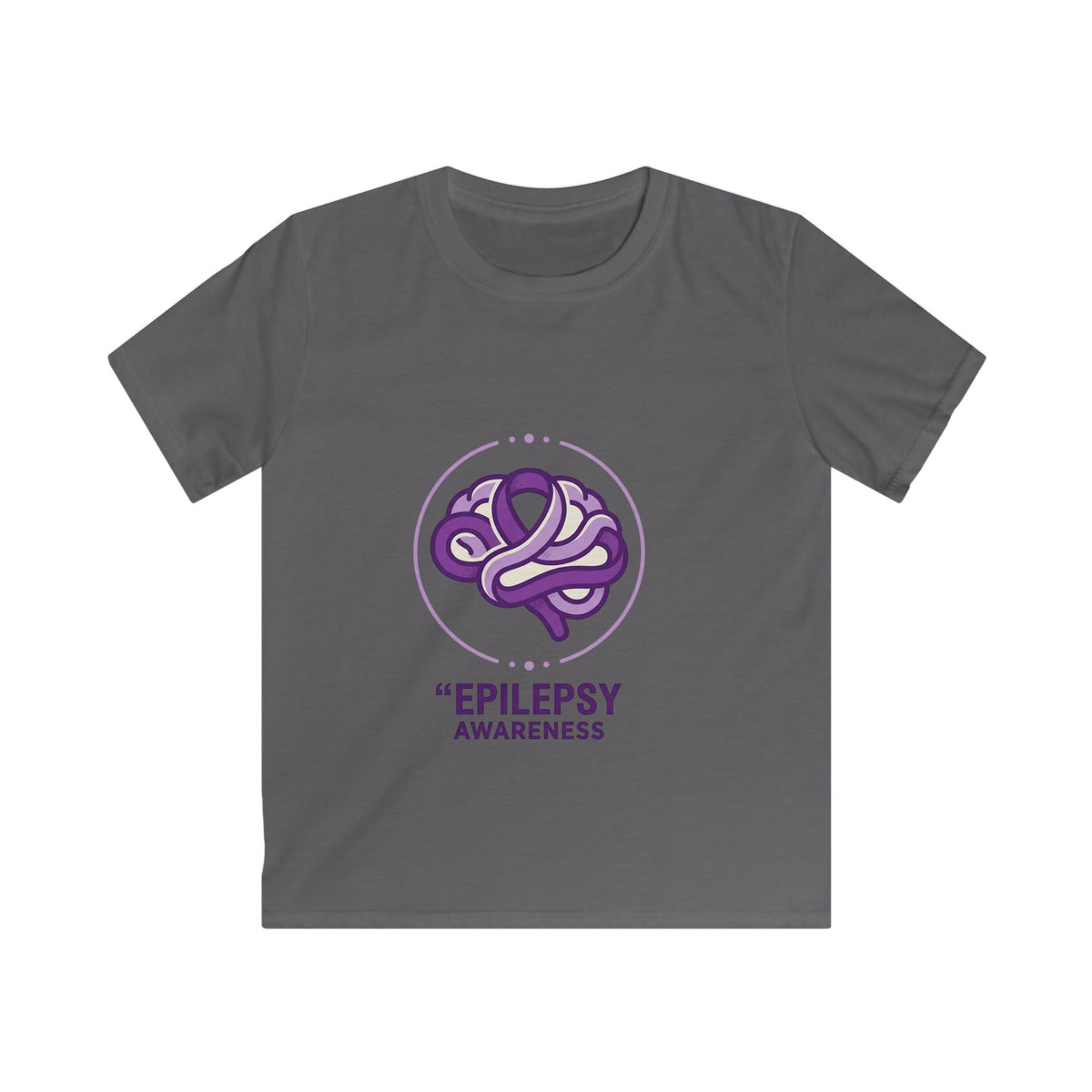 Epilepsy Awareness Kids T‑Shirt — Purple Brain Ribbon Support Tee