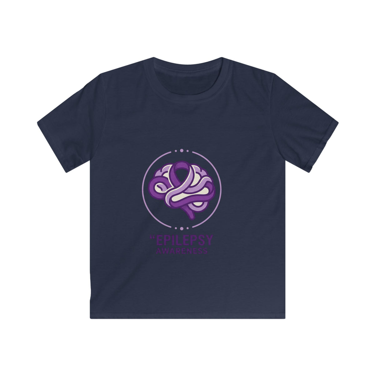 Epilepsy Awareness Kids T‑Shirt — Purple Brain Ribbon Support Tee