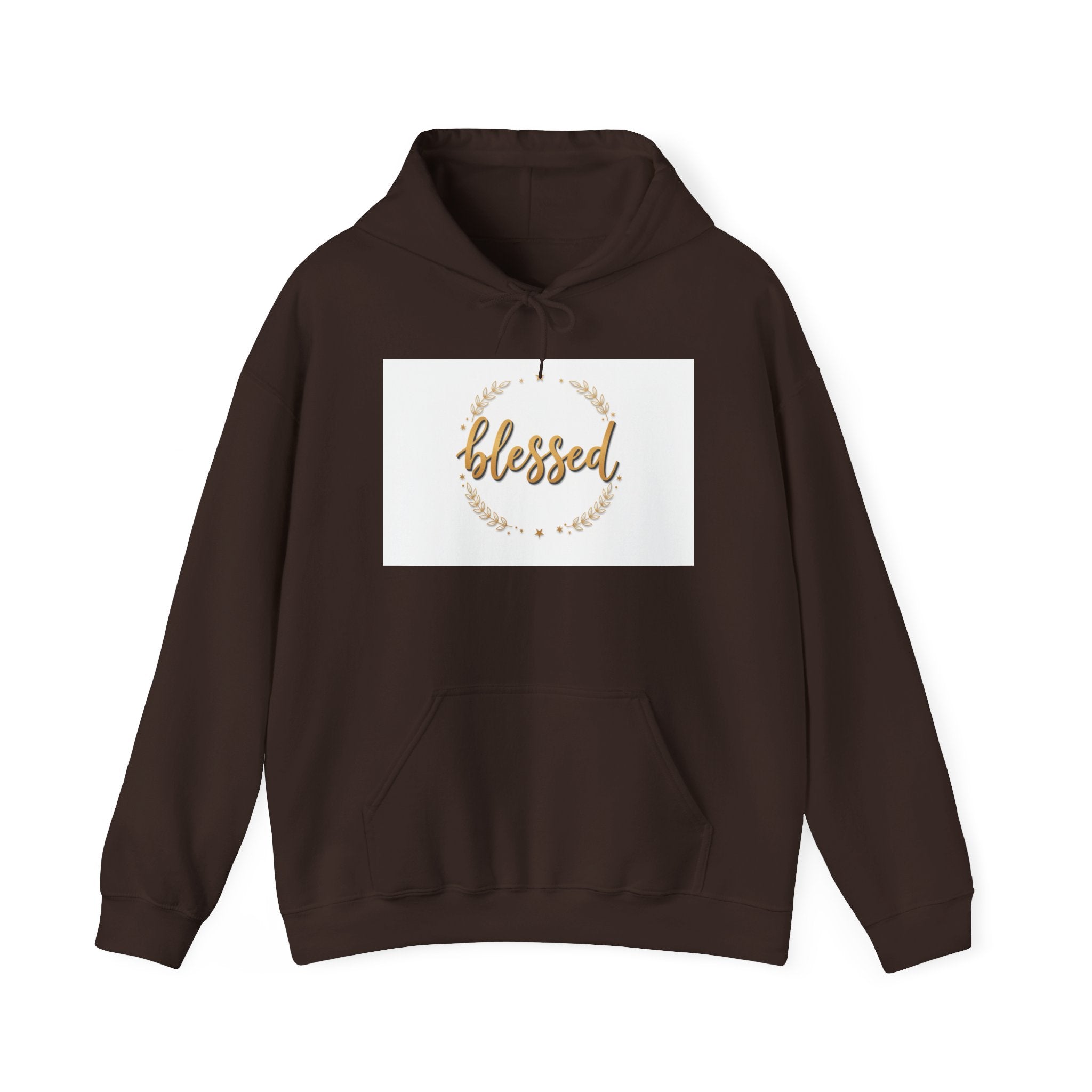 Blessed Hoodie — Gold Script Wreath Comfort Pullover