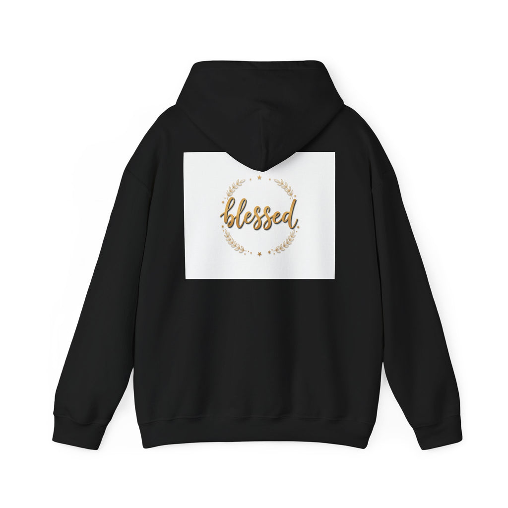Blessed Hoodie — Gold Script Wreath Comfort Pullover