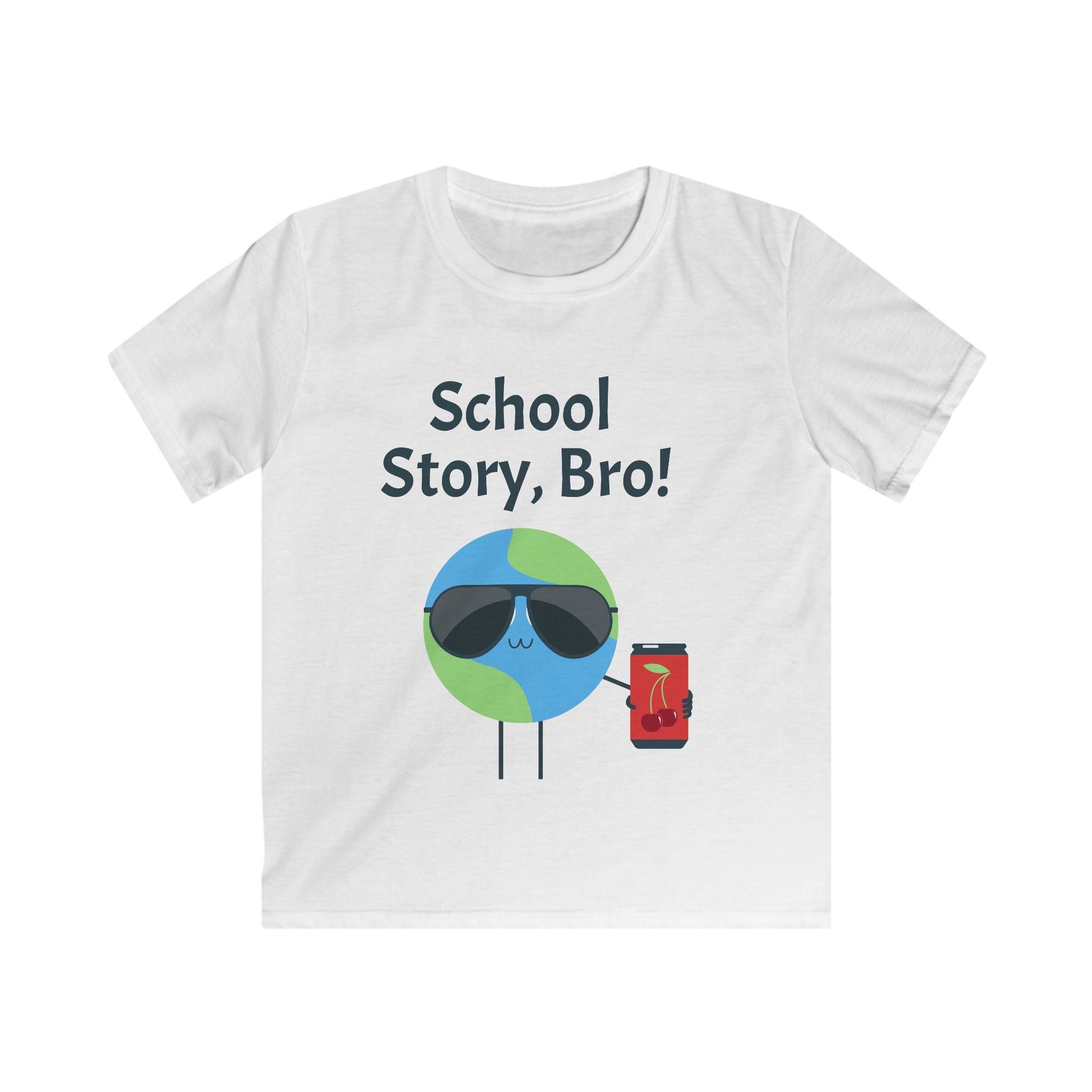 Kids T-Shirt — "School Story, Bro!" Cool Earth Cartoon Back-to-School Tee