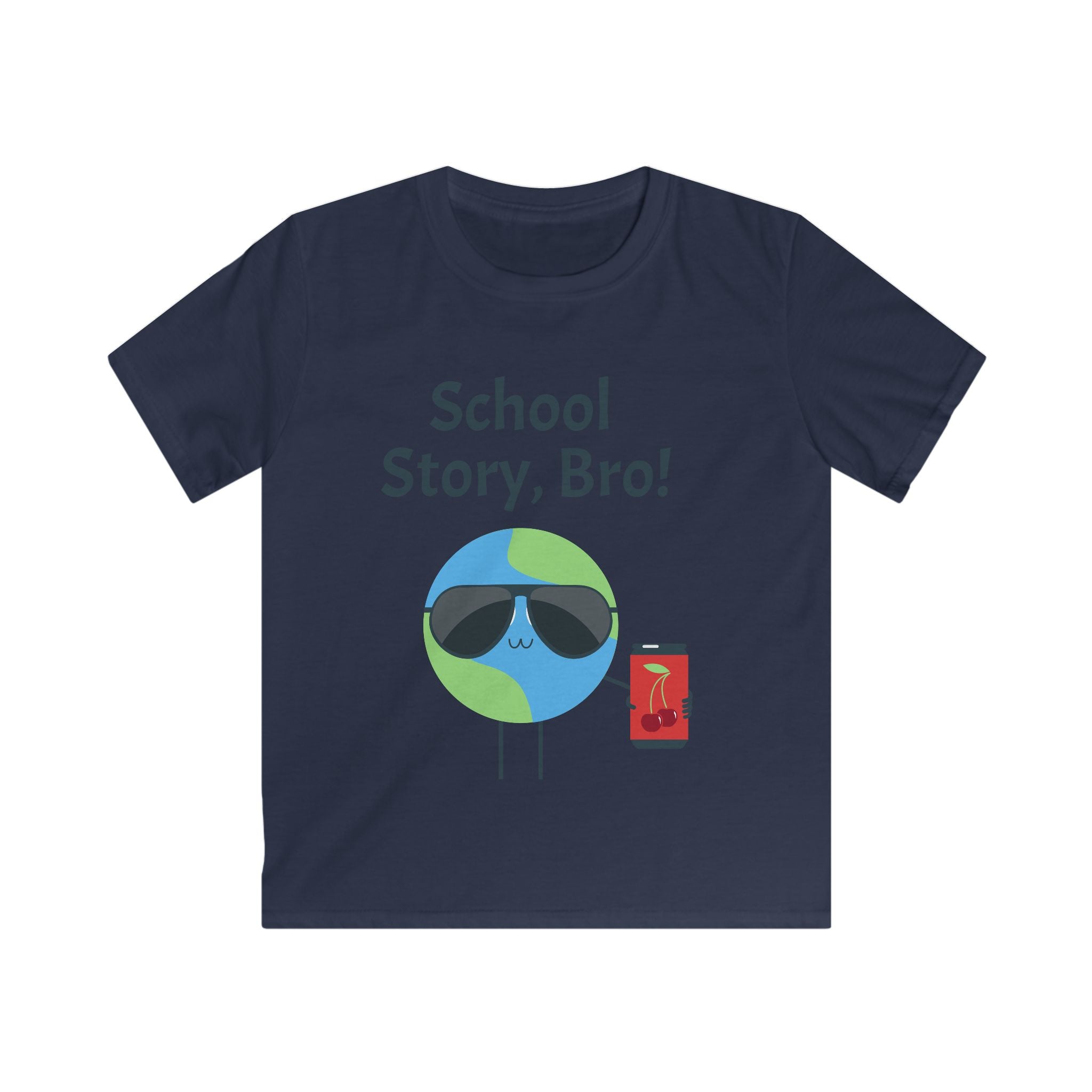 Kids T-Shirt — "School Story, Bro!" Cool Earth Cartoon Back-to-School Tee