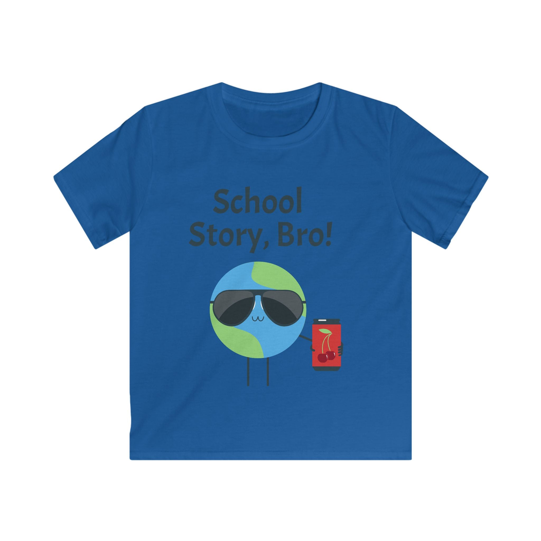 Kids T-Shirt — "School Story, Bro!" Cool Earth Cartoon Back-to-School Tee