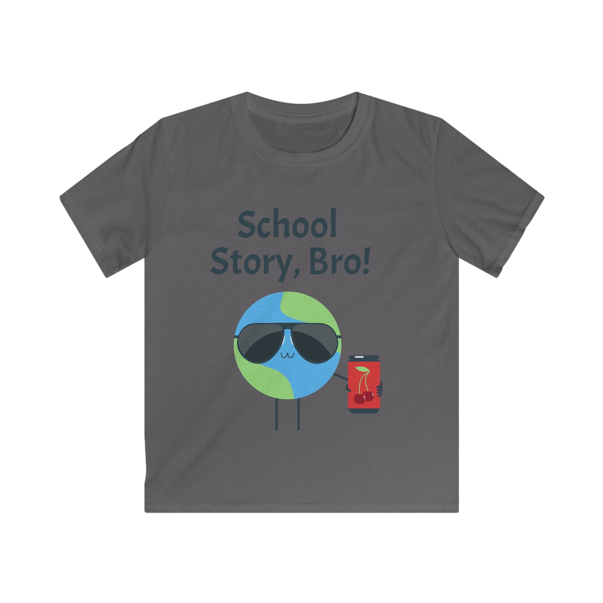 Kids T-Shirt — "School Story, Bro!" Cool Earth Cartoon Back-to-School Tee