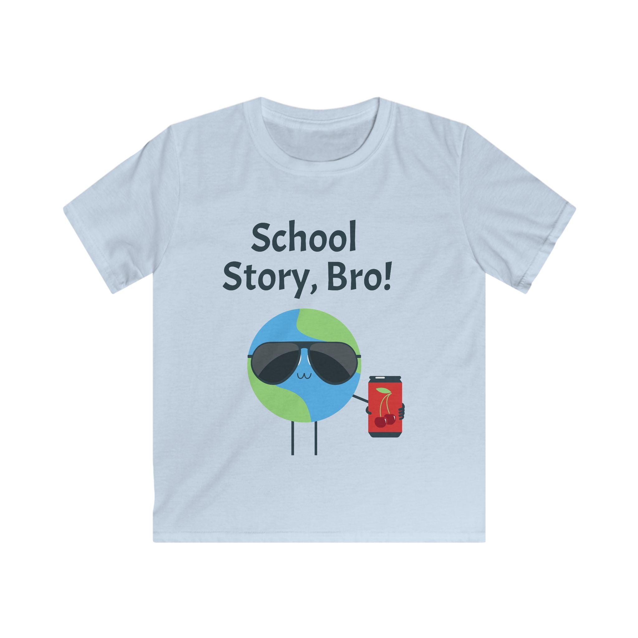 Kids T-Shirt — "School Story, Bro!" Cool Earth Cartoon Back-to-School Tee