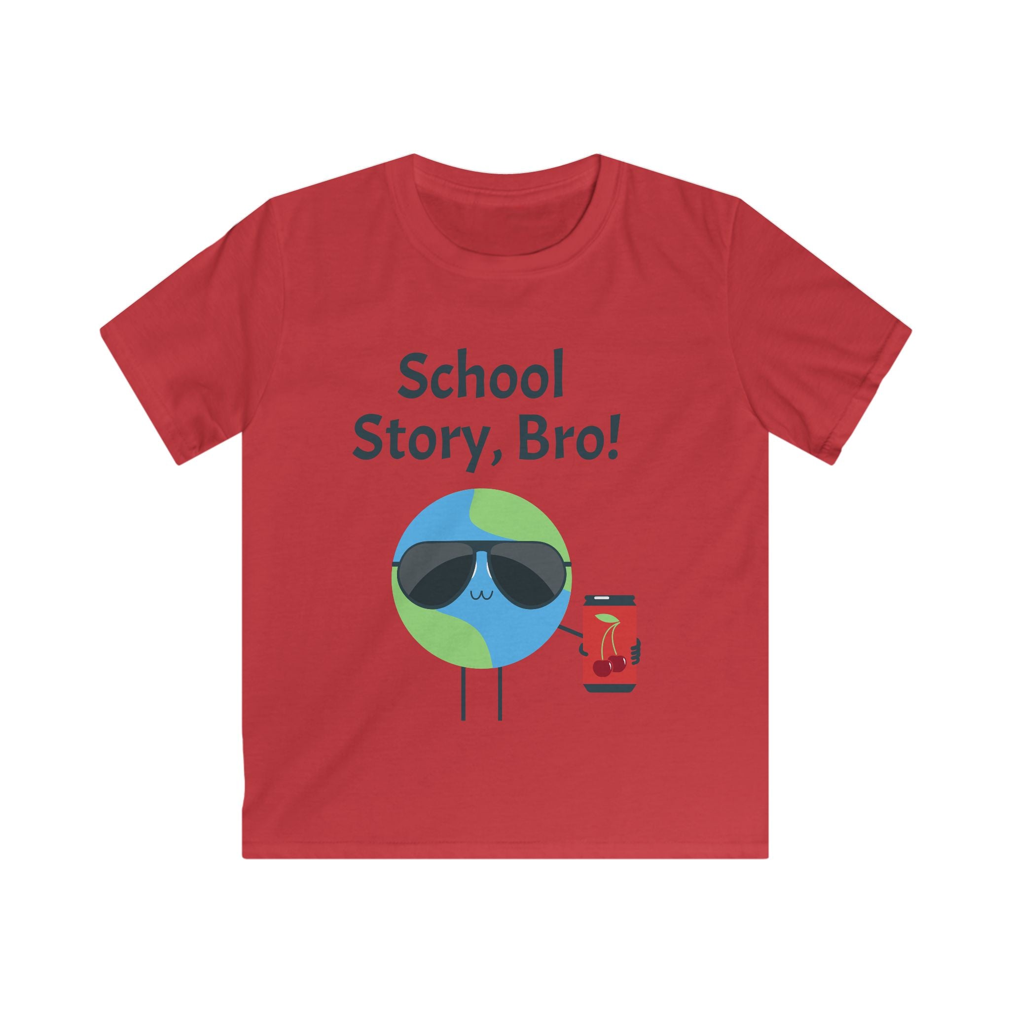 Kids T-Shirt — "School Story, Bro!" Cool Earth Cartoon Back-to-School Tee