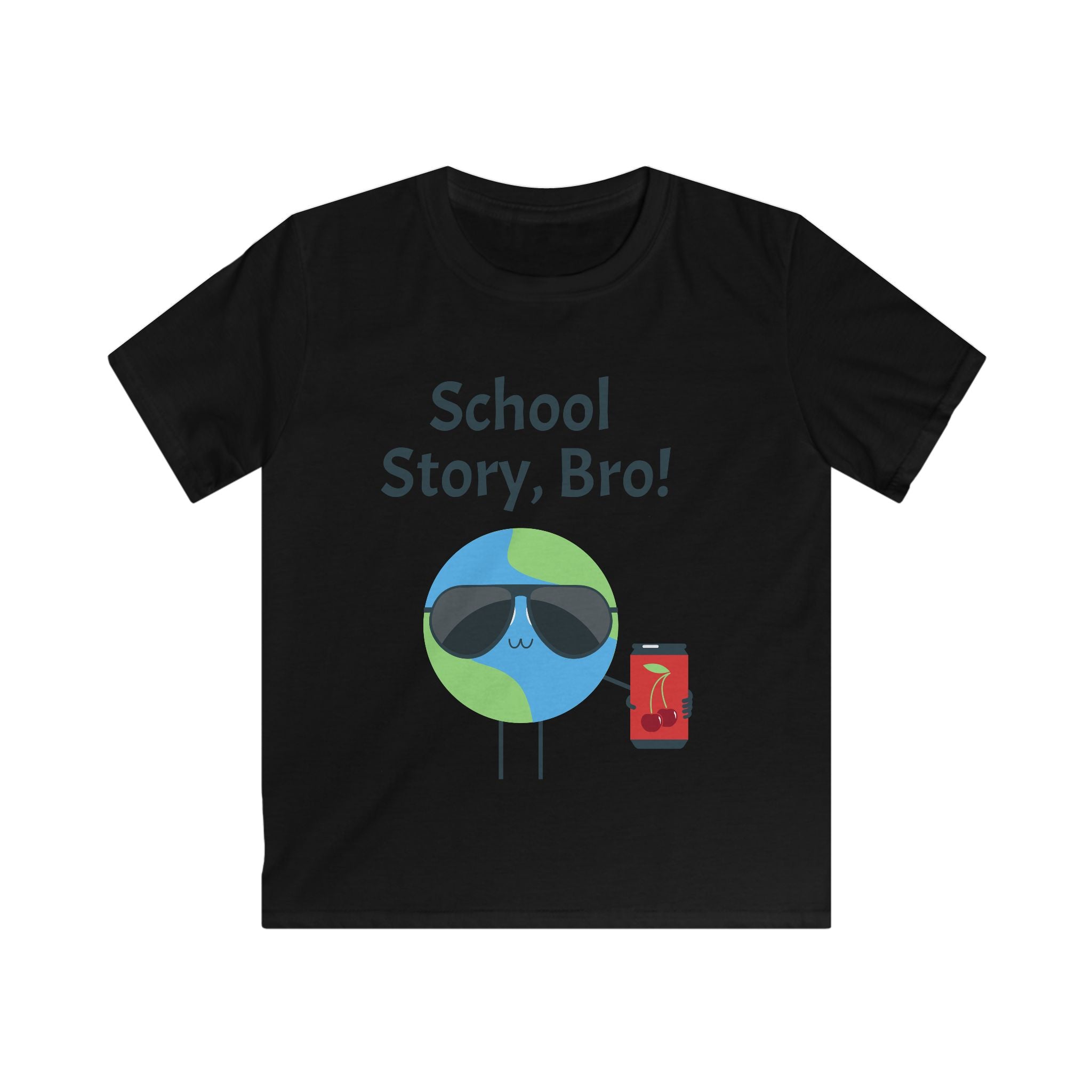 Kids T-Shirt — "School Story, Bro!" Cool Earth Cartoon Back-to-School Tee