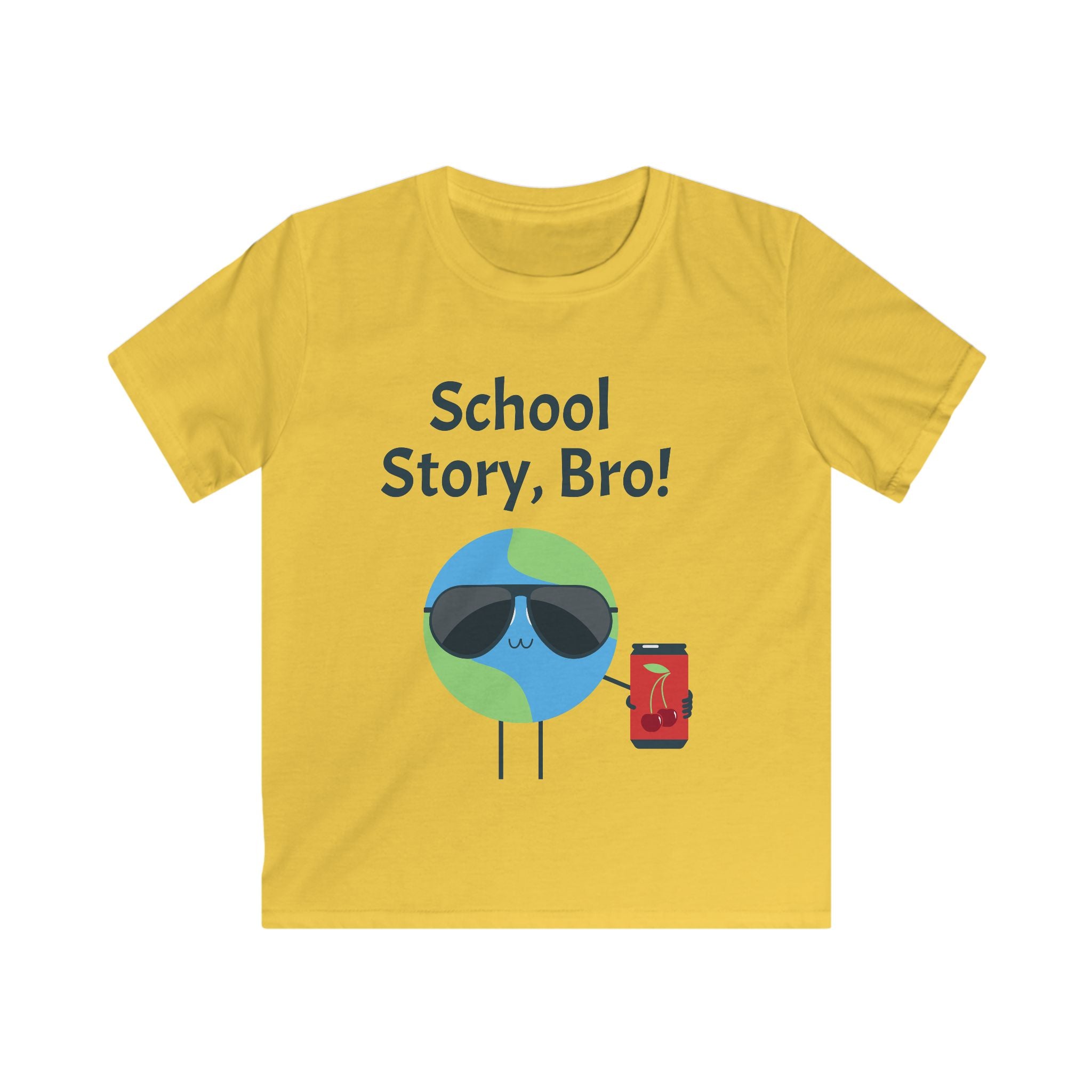 Kids T-Shirt — "School Story, Bro!" Cool Earth Cartoon Back-to-School Tee