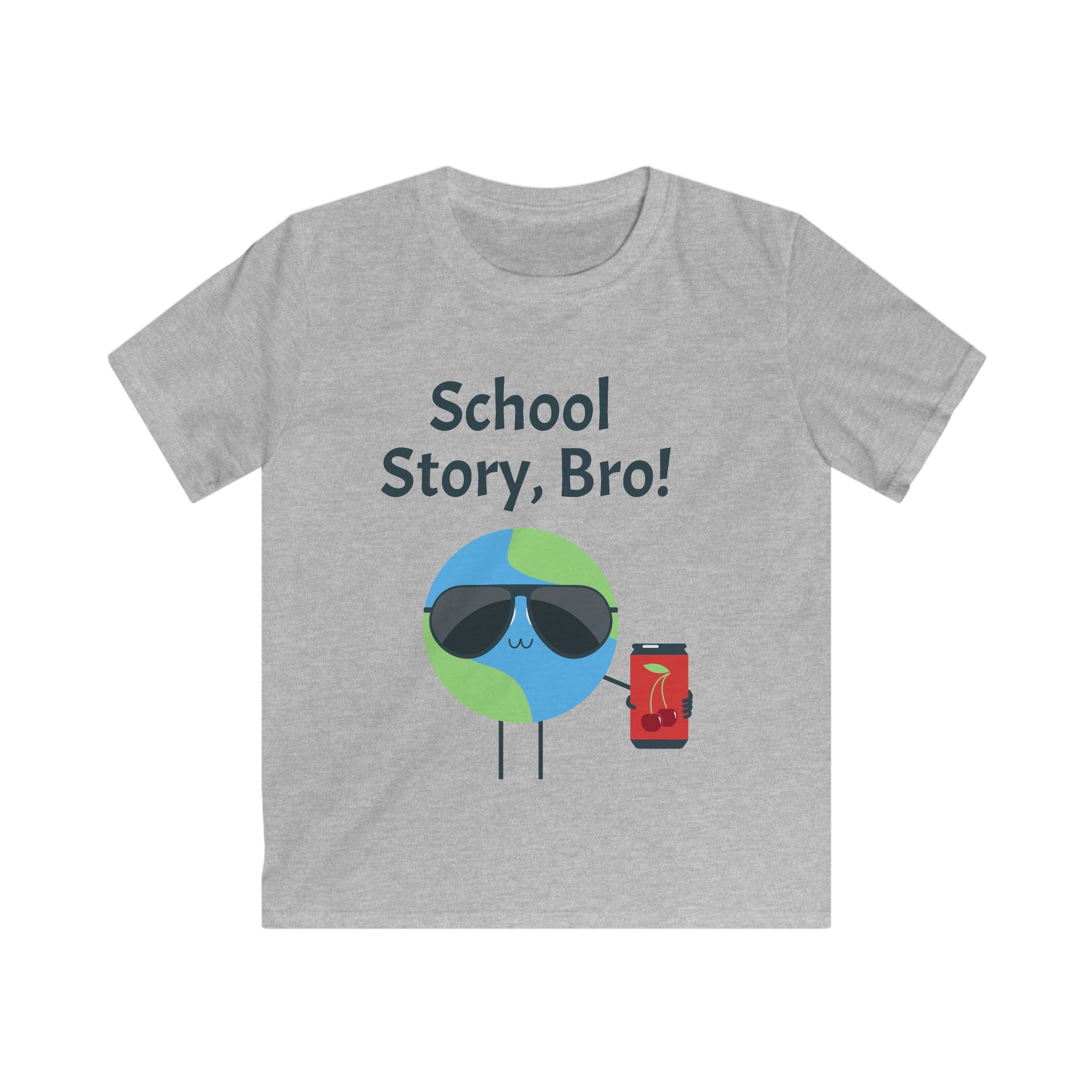 Kids T-Shirt — "School Story, Bro!" Cool Earth Cartoon Back-to-School Tee
