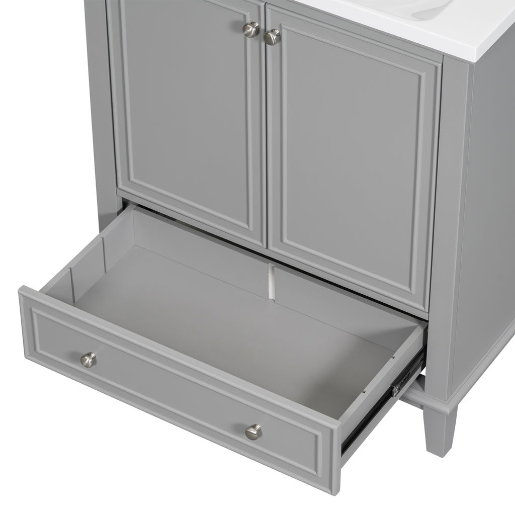 30-Inch Gray Bathroom Vanity Base with Storage – Cabinet Only