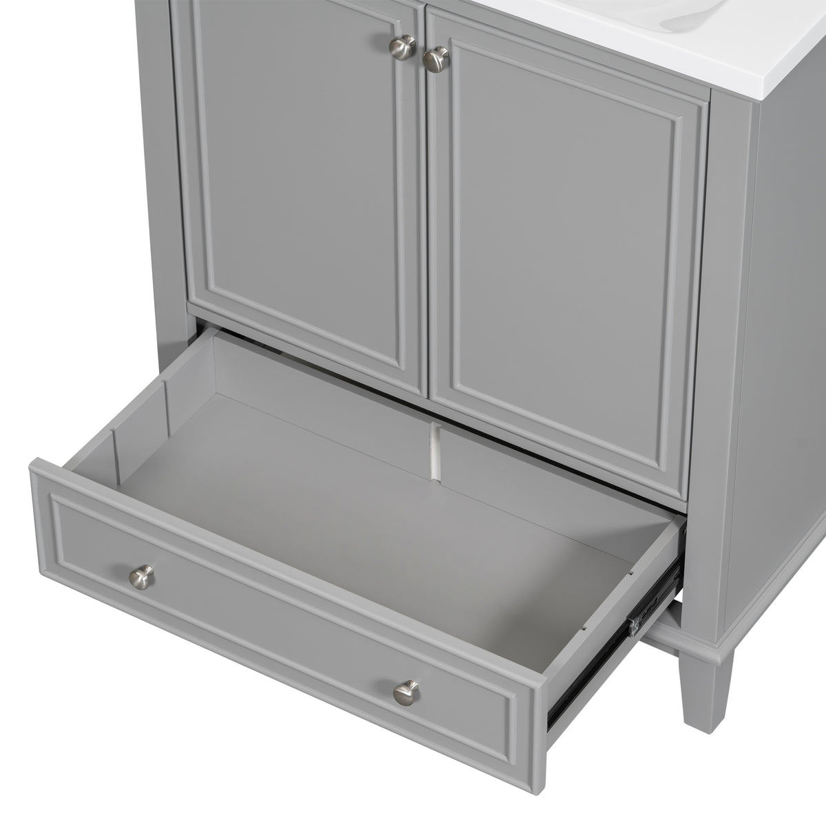 30-Inch Gray Bathroom Vanity Base with Storage – Cabinet Only