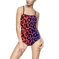 Women’s One-Piece Swimsuit — Neon Gradient Leopard Print