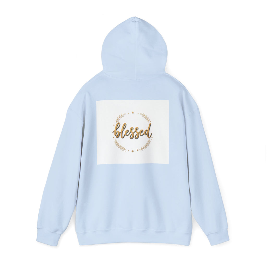 Blessed Hoodie — Gold Script Wreath Comfort Pullover