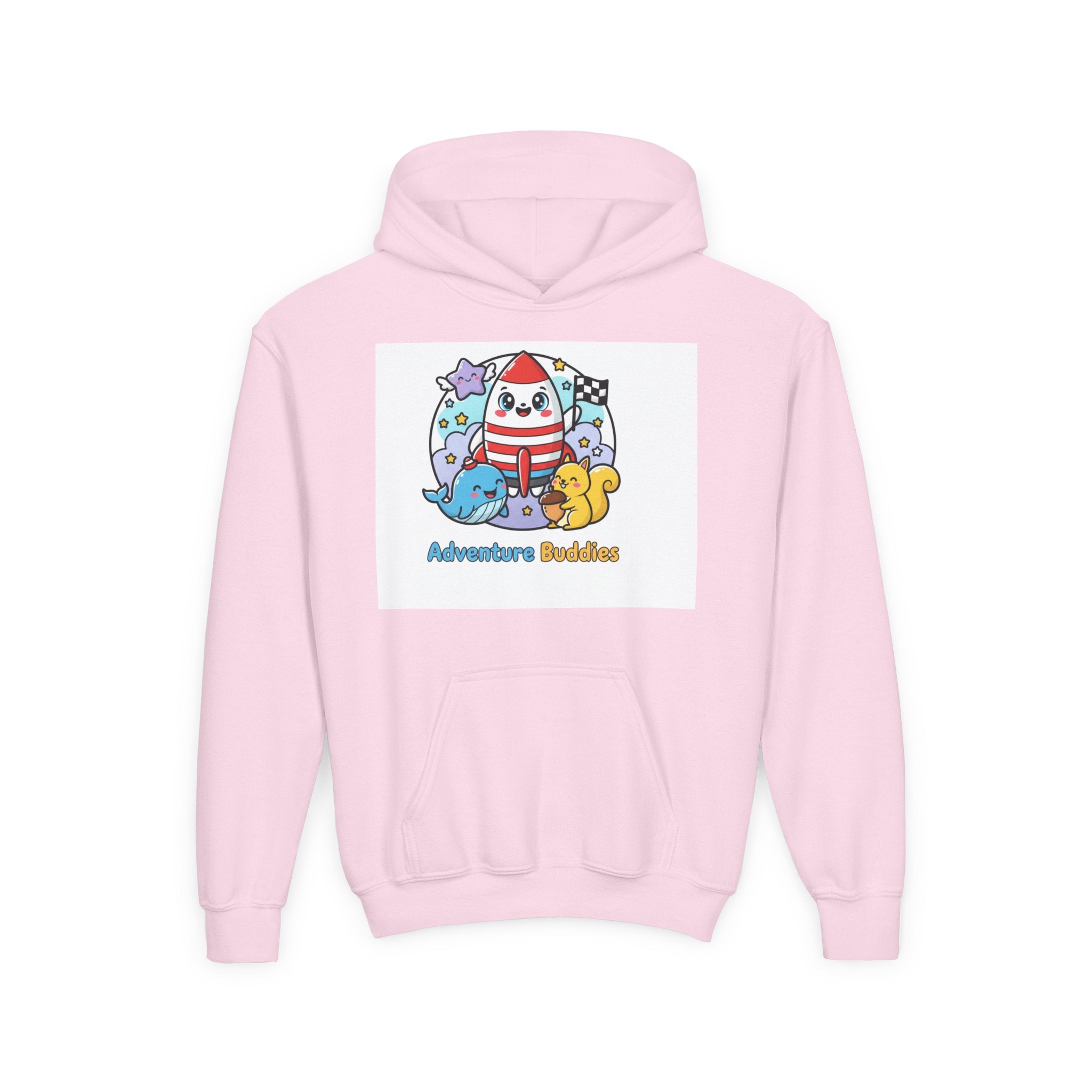 Adventure Buddies Youth Hoodie — Cute Rocket & Sea Creatures Kids Sweatshirt