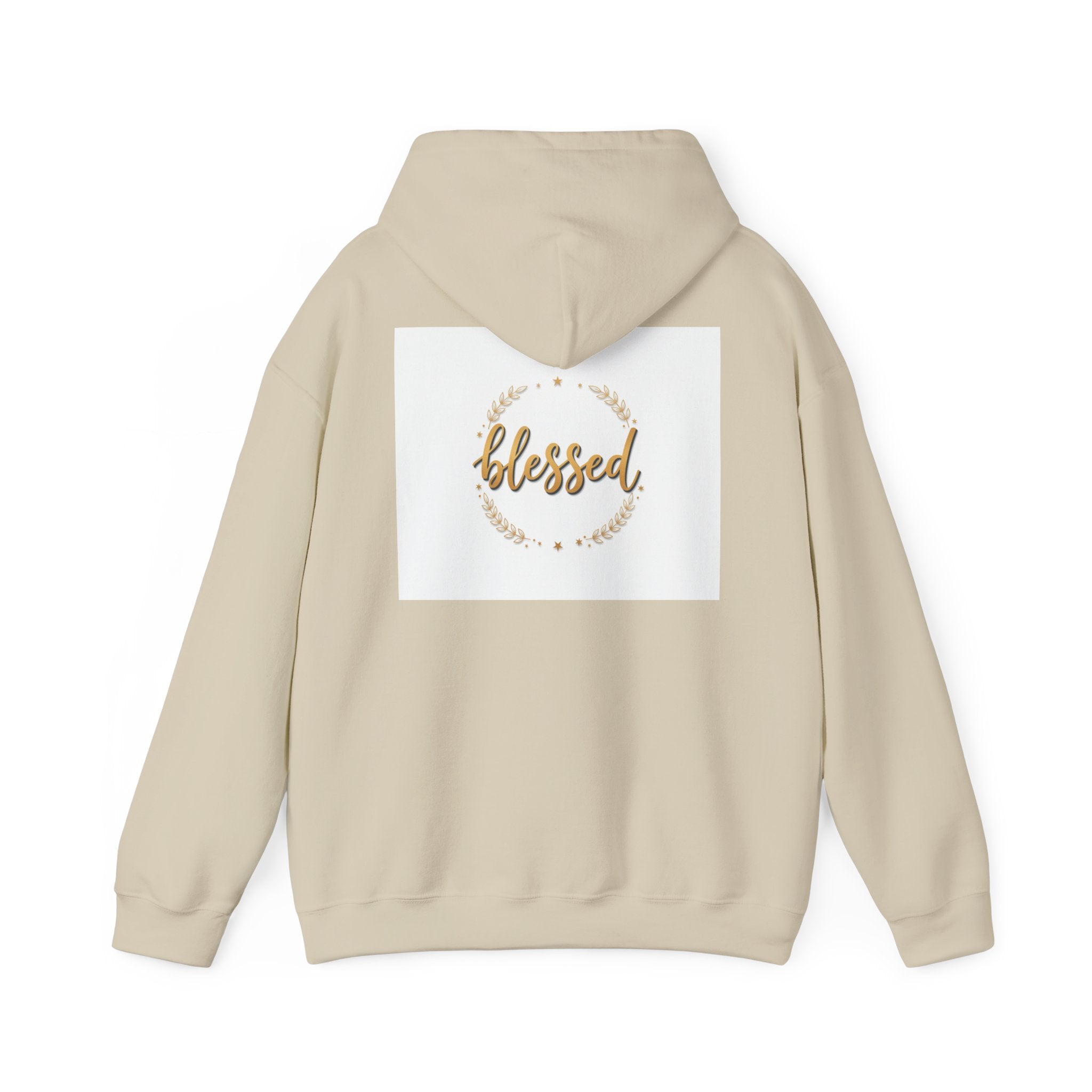 Blessed Hoodie — Gold Script Wreath Comfort Pullover