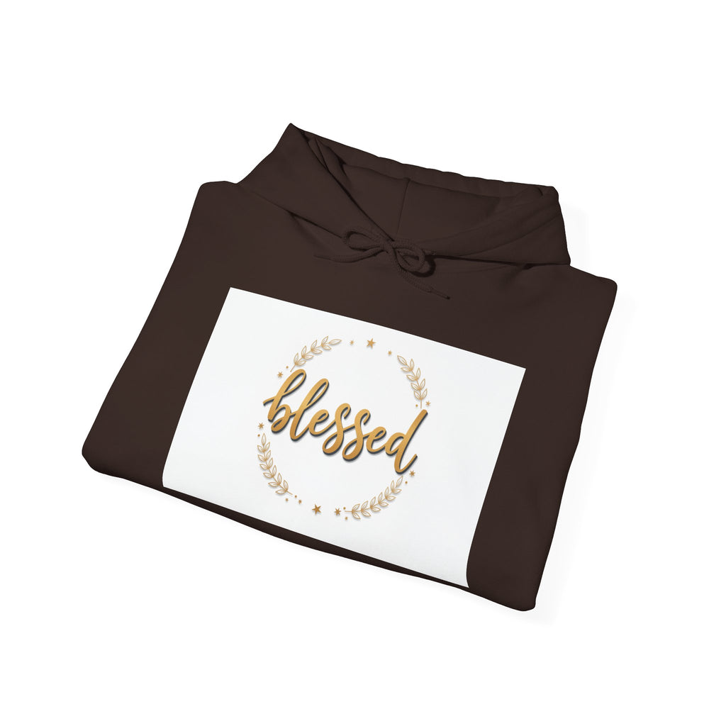 Blessed Hoodie — Gold Script Wreath Comfort Pullover