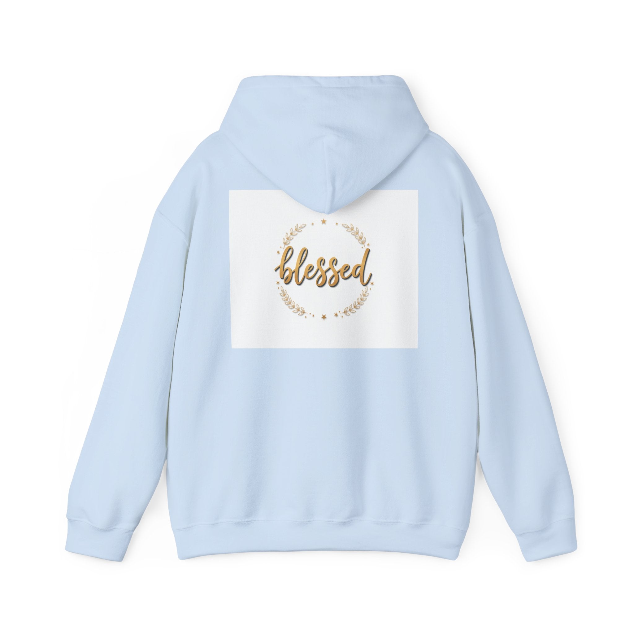 Blessed Hoodie — Gold Script Wreath Comfort Pullover