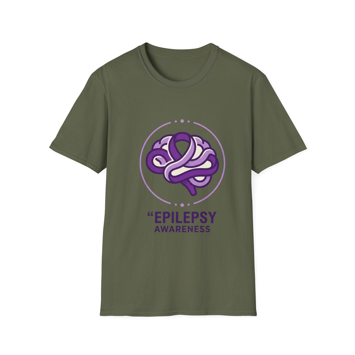 Epilepsy Awareness T-Shirt — Purple Ribbon Brain Design