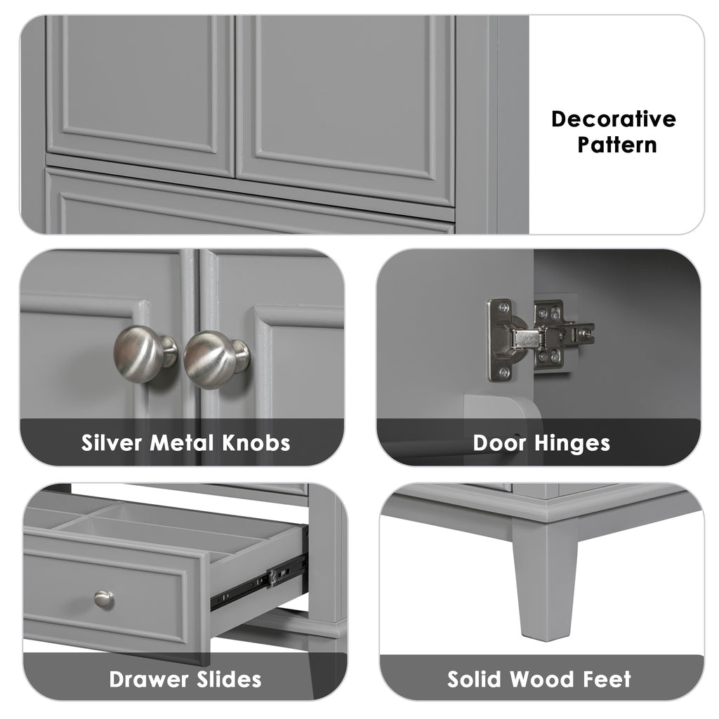 30-Inch Gray Bathroom Vanity Base with Storage – Cabinet Only