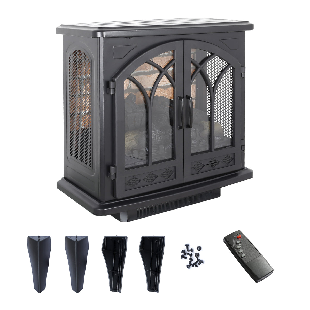 24-Inch 3D Infrared Electric Fireplace Stove with Remote