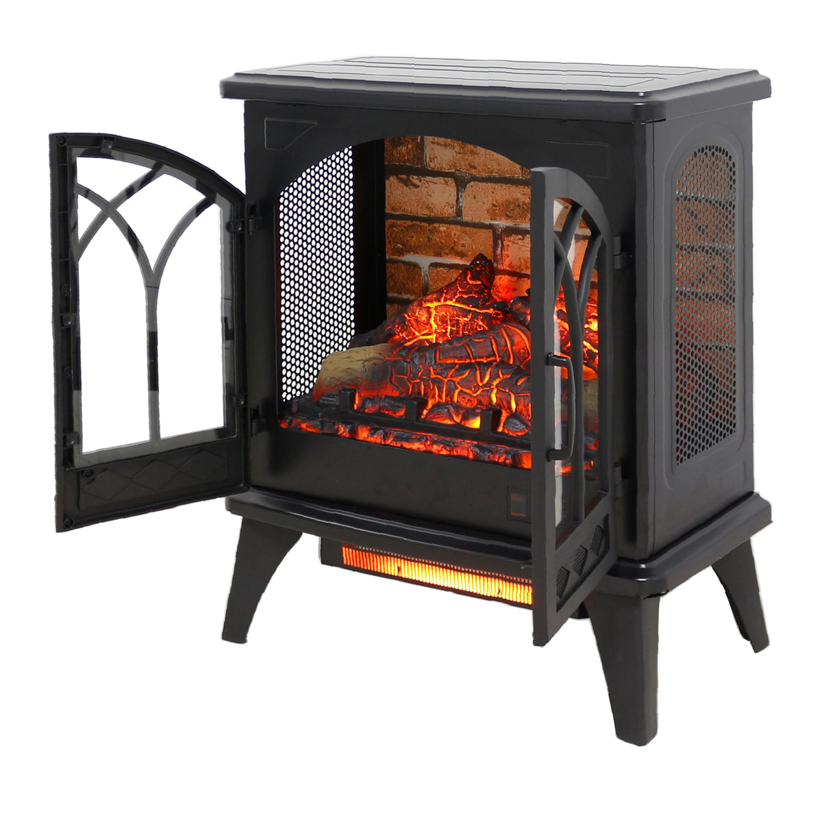 24-Inch 3D Infrared Electric Fireplace Stove with Remote