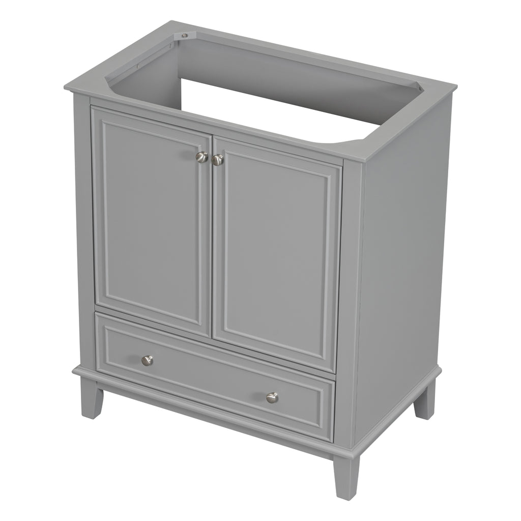 30-Inch Gray Bathroom Vanity Base with Storage – Cabinet Only