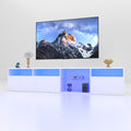82.6-Inch White LED TV Stand with Storage & Power Outlets