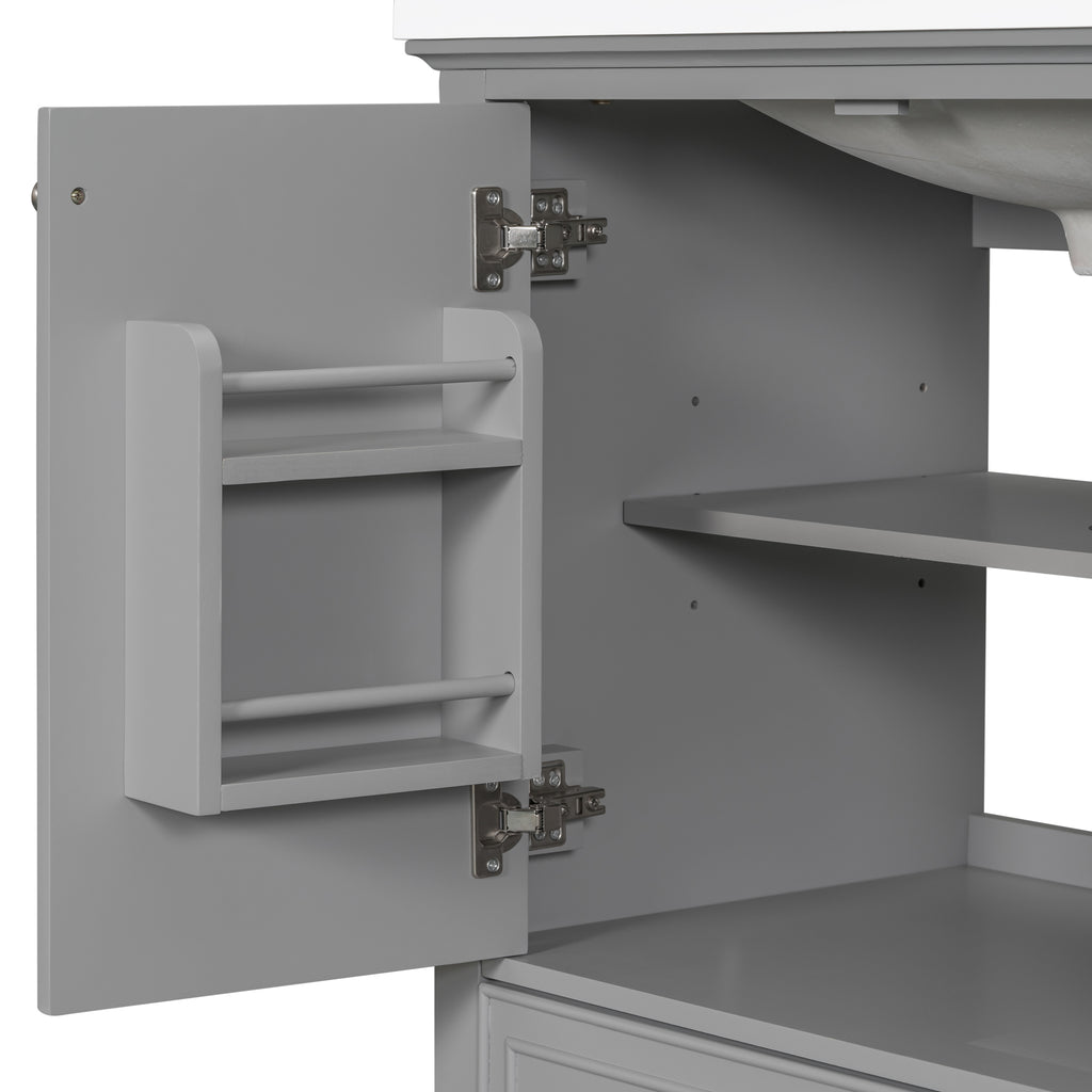 30-Inch Gray Bathroom Vanity Base with Storage – Cabinet Only