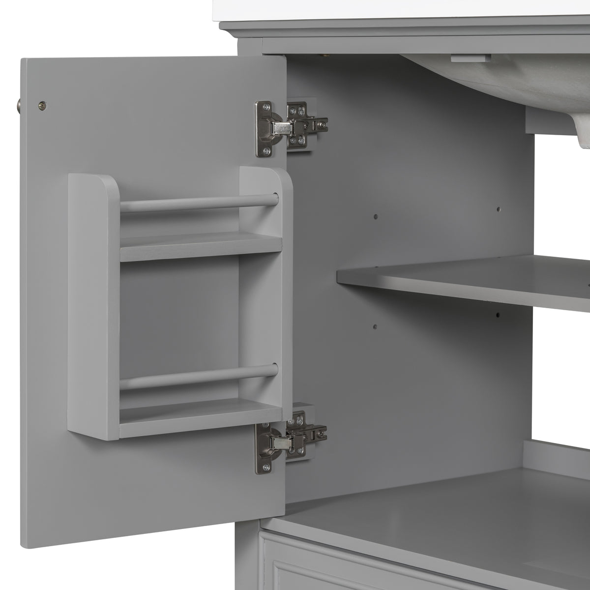 30-Inch Gray Bathroom Vanity Base with Storage – Cabinet Only