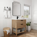 30" Freestanding Bathroom Vanity in Oak Finish with 2 Soft-Close Drawers