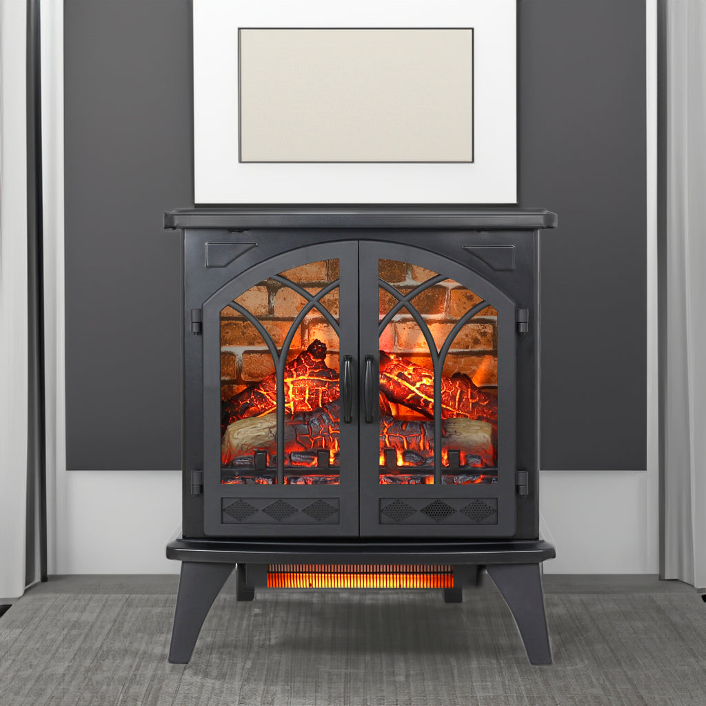 24-Inch 3D Infrared Electric Fireplace Stove with Remote