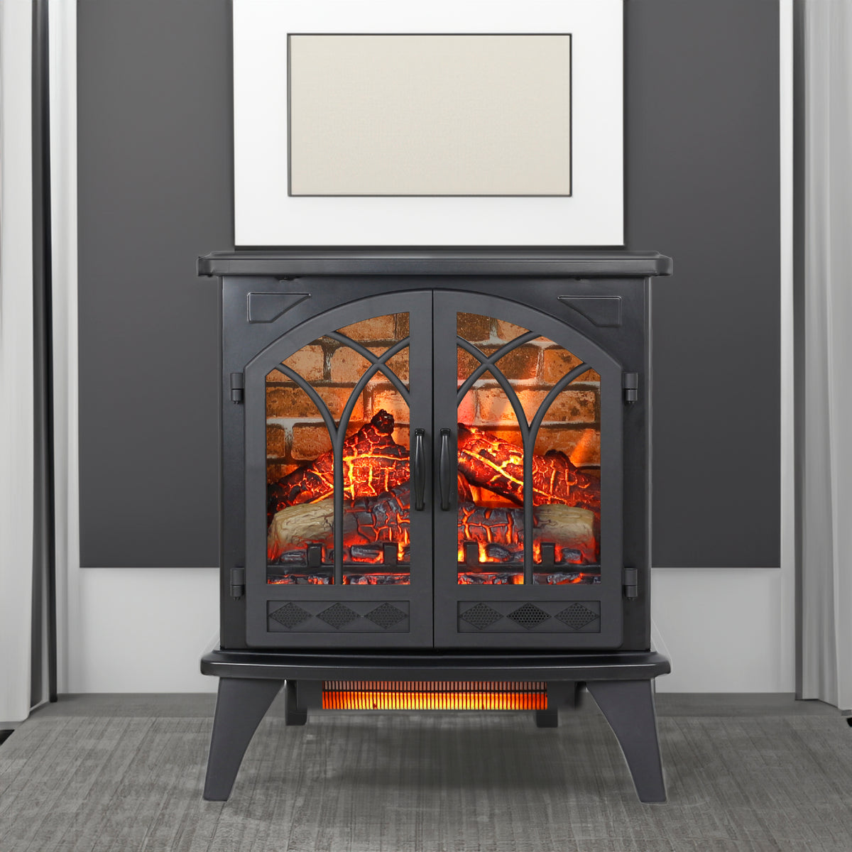 24-Inch 3D Infrared Electric Fireplace Stove with Remote